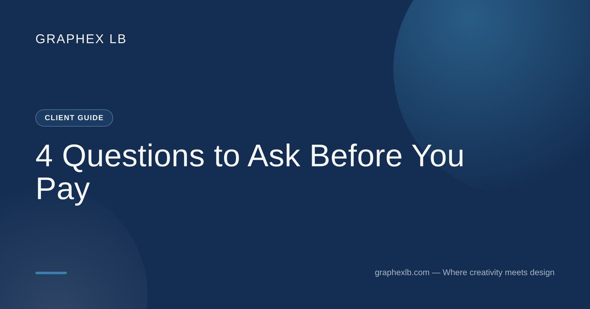 4 Questions to Ask Before You Pay Any Web Design Company — Graphex LB blog cover
